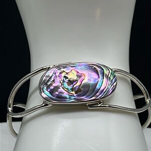 950 sterling silver Abalone shell cuff bracelet, 24 grams, made in Mexico